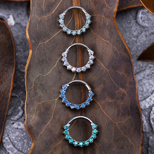 Кольцо-кликер из кобальт-хрома Моана Aurora Borealis 1.2 мм (16 G) фото 3